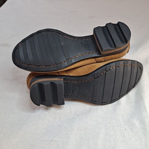 Sorel Lolla Women's Cut Out Booties Sz 6.5 Camel Brown Suede Slip On Ankle Boots - Picture 6 of 12